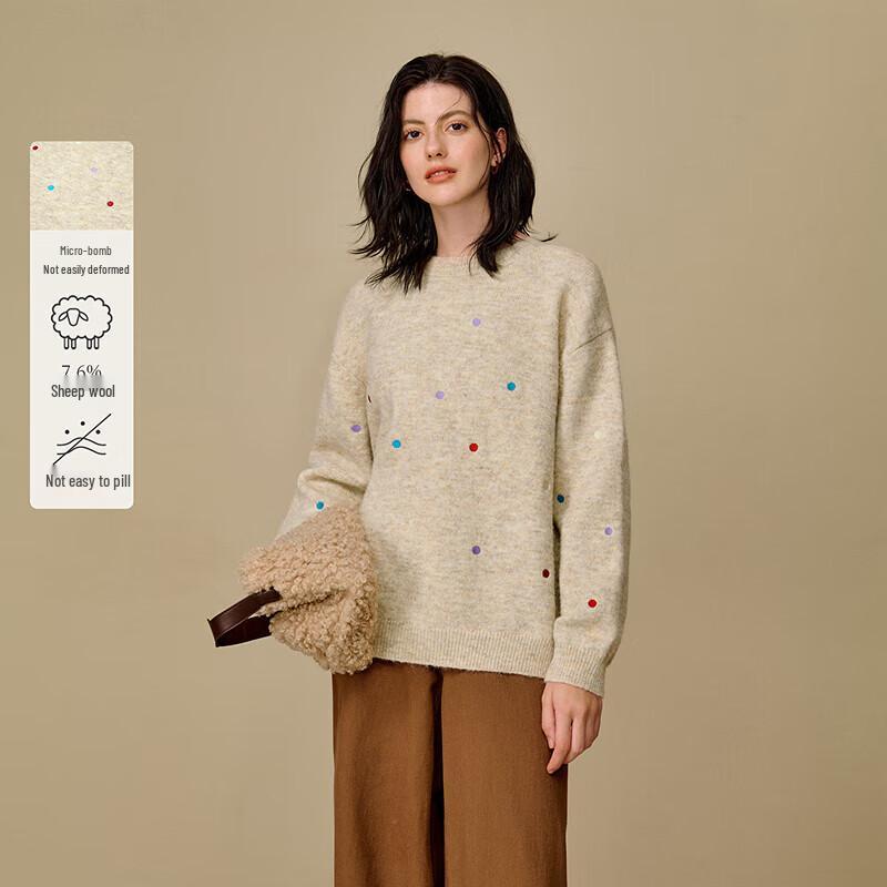 INMAN Women's Wool Blend Drop Shoulder Knit Sweater