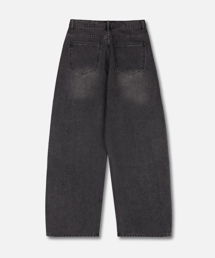 NP STUDIO Washed Wide Biker Denim Pants Gray