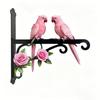 1Pc Metal Pink Wall Outdoor Hanger With Two Parrot Theme Design, Brightly Colored, Rust-Proof And Sun-Resistant, Comes With Mounting Screws, Very