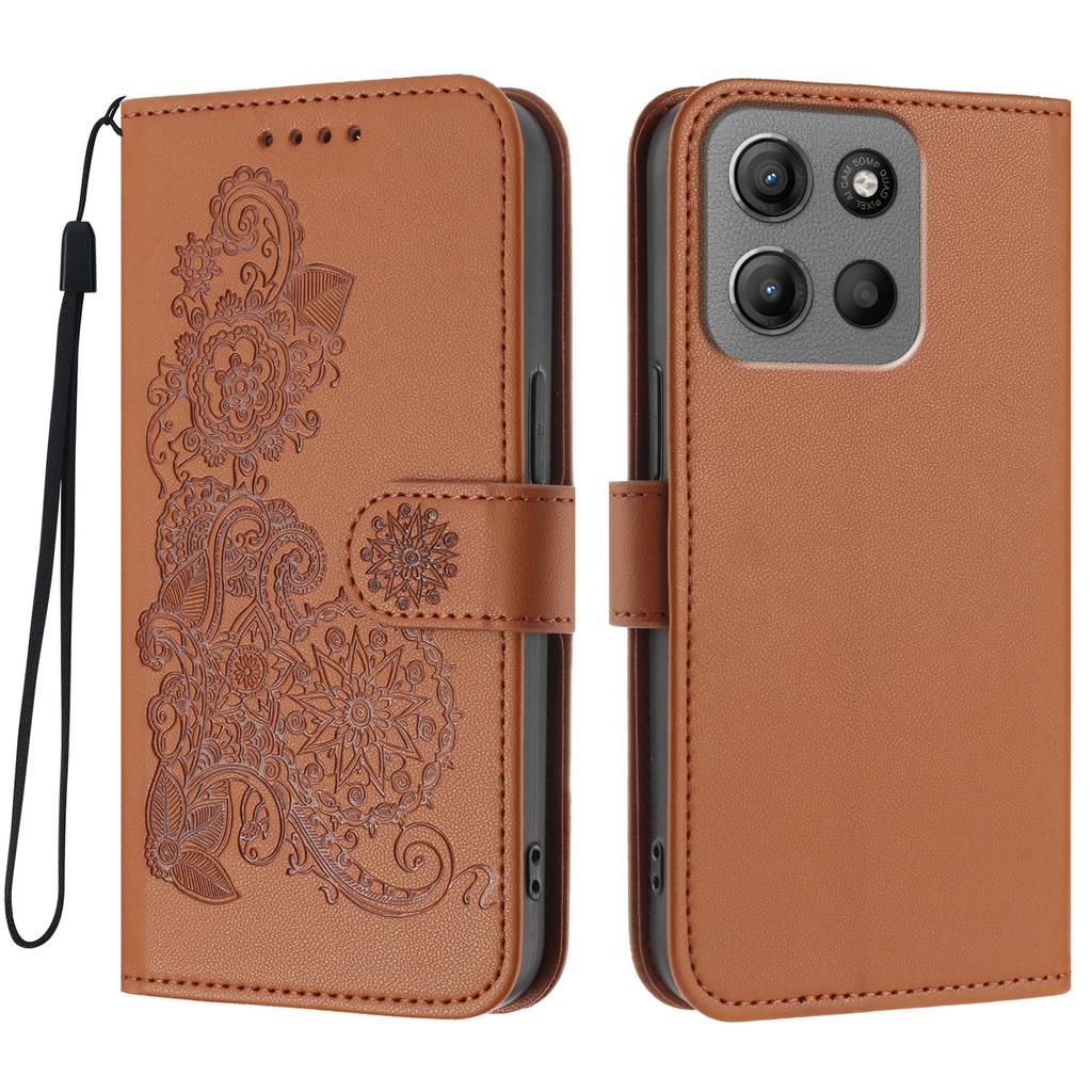 For Motorola Moto G15 Power 4G/Motorola Moto G15 4G Phone Cases Mandala Flower Leather Wallet Mobile Cover with Strap