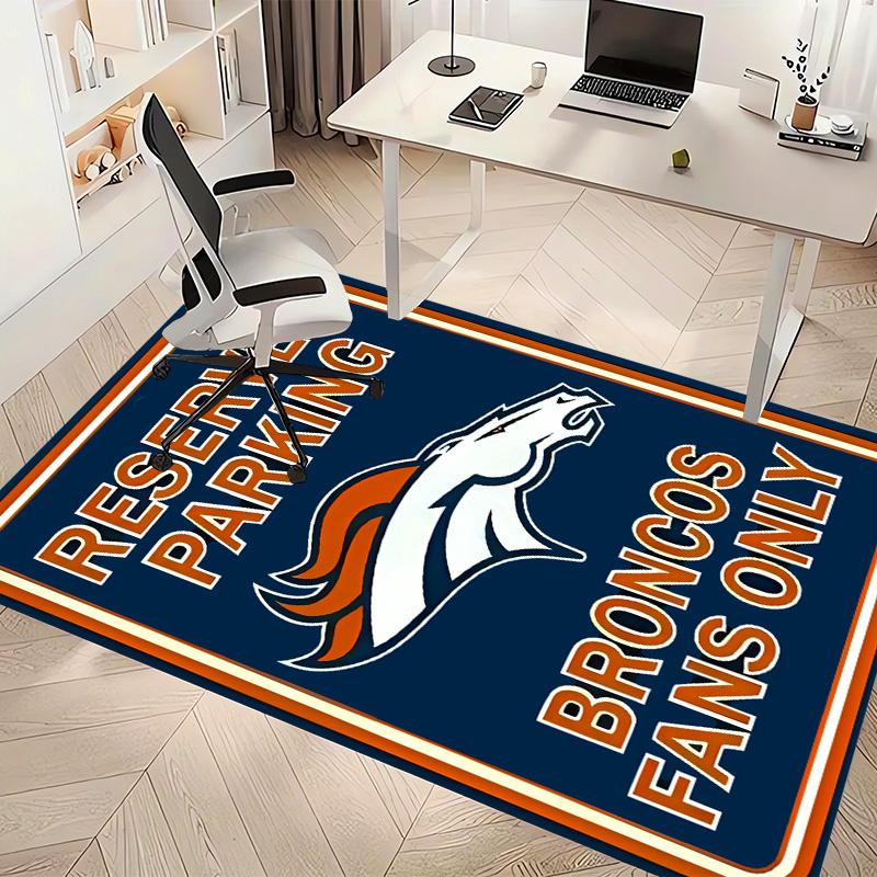D-Denver Broncos LOGO Print Area Rug - Soft, Washable Non-Slip Indoor Mat for Office Chairs, Living Room, Home Office Decorative Rug