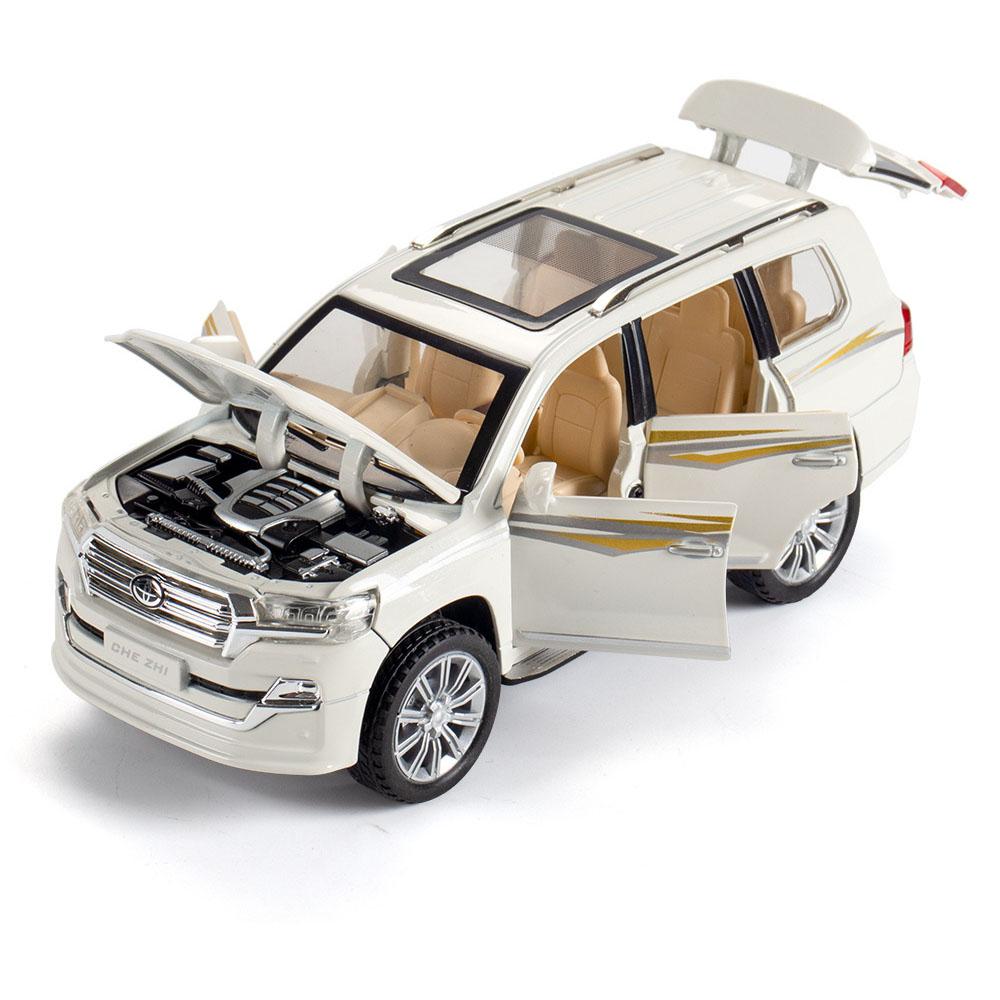 Масштаб 1/24 Toyota Land Cruiser, литая под давлением модель автомобиля, игрушечный автомобиль с откатным механизмом, звуком и светом для детей, коллекция подарков для мальчиков и девочек