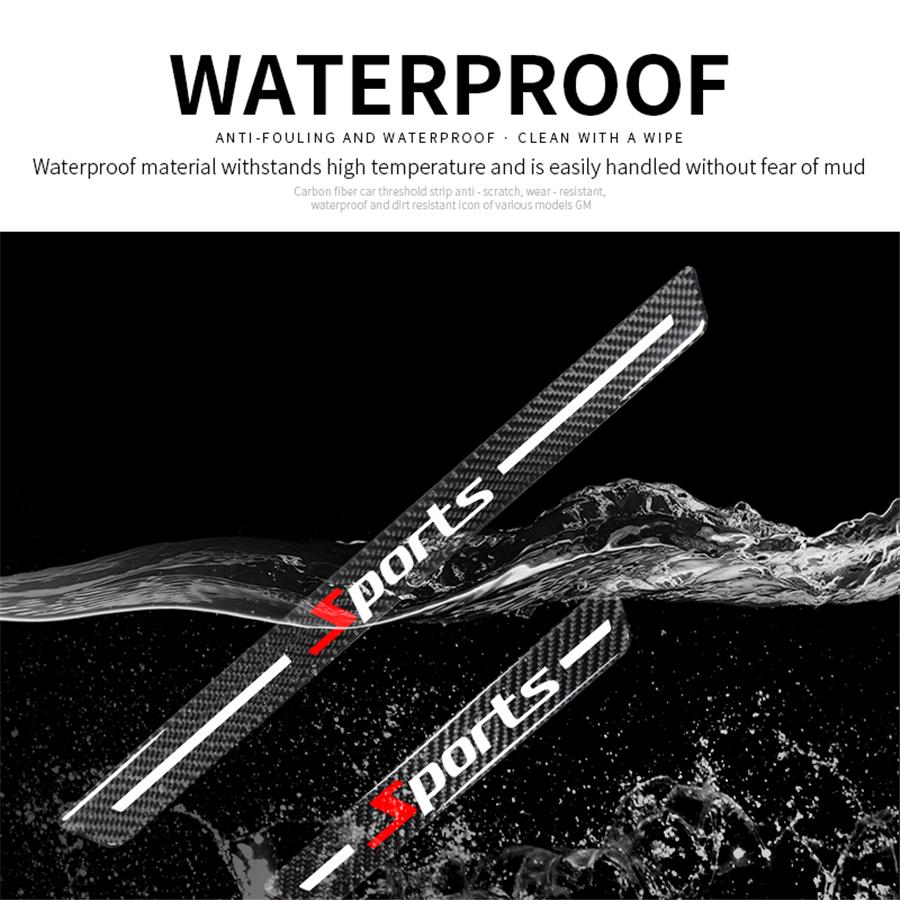 4x Универсальная накладка на порог двери автомобиля, защитная панель, накладка, отделка, карбоновое волокно