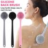 Long Handle Bath Soft Back Brush with Hanging Hole Silicone Exfoliator Tool Home