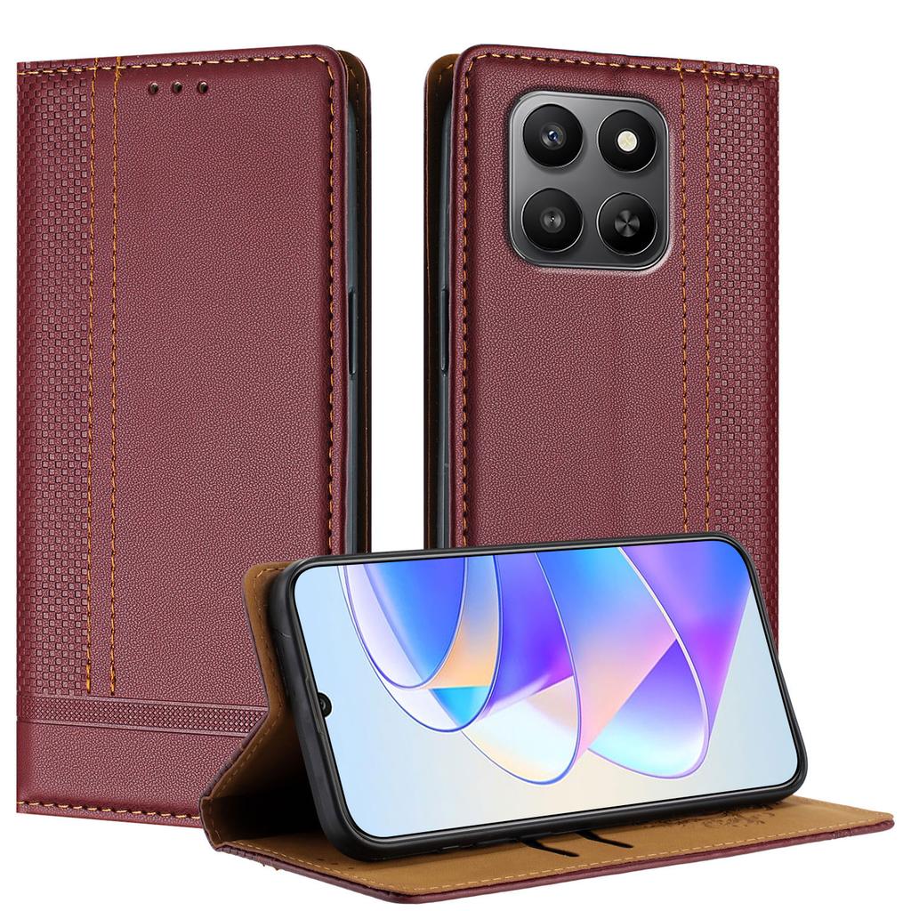 Для Honor 400 Смарт-чехол L-образный сетчатый узор Кожаная подставка Чехол для телефона со слотами для карт