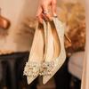 Fashion Wedding Shoes for Women 2025 Crystal Shoes for Bridal Shoes for Women Champagne High Heels New Style
