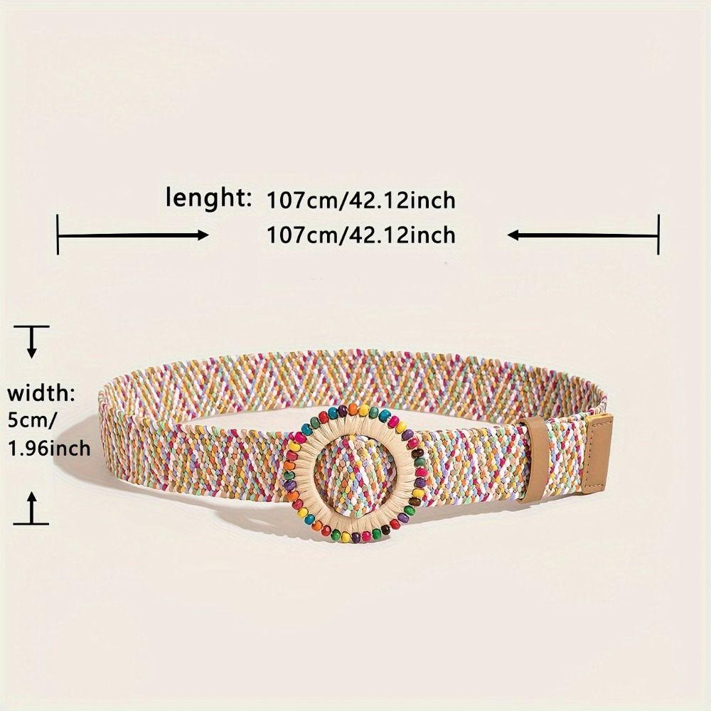 Vintage Woven Boho Straw Weave Belt Retro Hollow Out Bohemian Style Belt Wide PU Leather Ethnic Style Waistband Dress Decoration