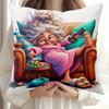 1 шт. Забавная наволочка с принтом «Ленивая бабушка», подходит для дивана, спальни, гостиной, юмористический подарок для лучших друзей