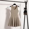 Plus Size Women's Summer 2026 V-Neck Knit Vest Dress - Slimming French Style