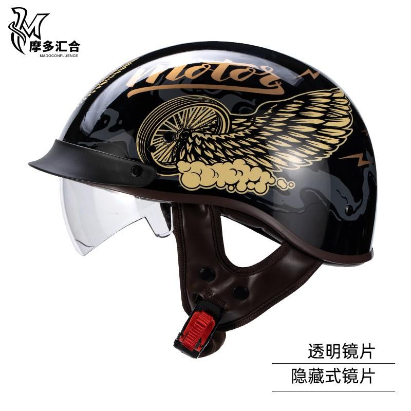 Vintage Style Half Face Motorcycle Helmet ABS Material 3C Certified Unisex Scooter Moped Riding