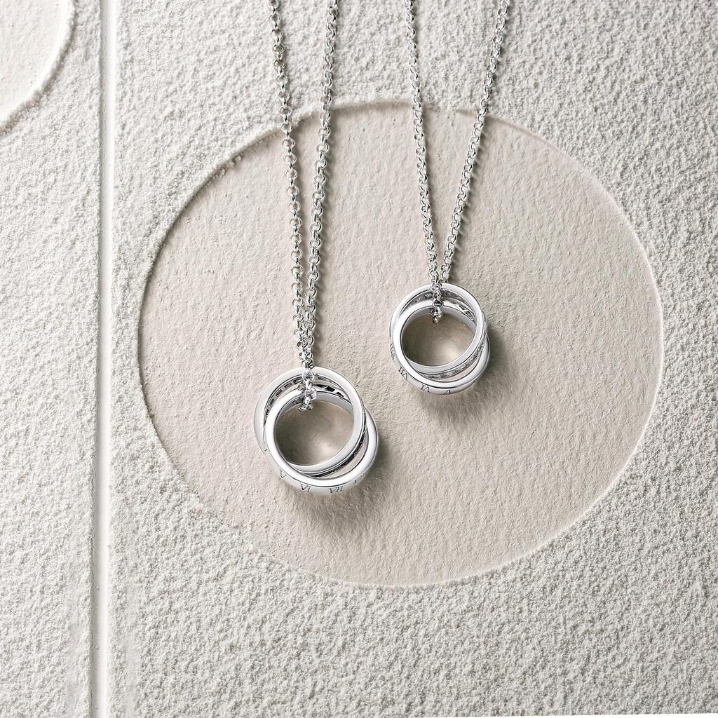 Двойное кольцо Ожерелье-пазл с римскими цифрами Унисекс Серебро S925 Чистое серебро Парень День рождения Пара Юбилей Парный подарок Подарочная упаковка в комплекте