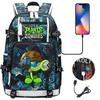Plants vs Zombies USB Headphone Backpack for Teens Students Casual Travel Daypack Large Capacity Laptop Bag