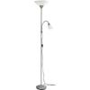 Lampadaire/liseuse - Reality Leuchten - R4393-87 - 1x E27 - 1x E14 - Argent/vasques Blanches