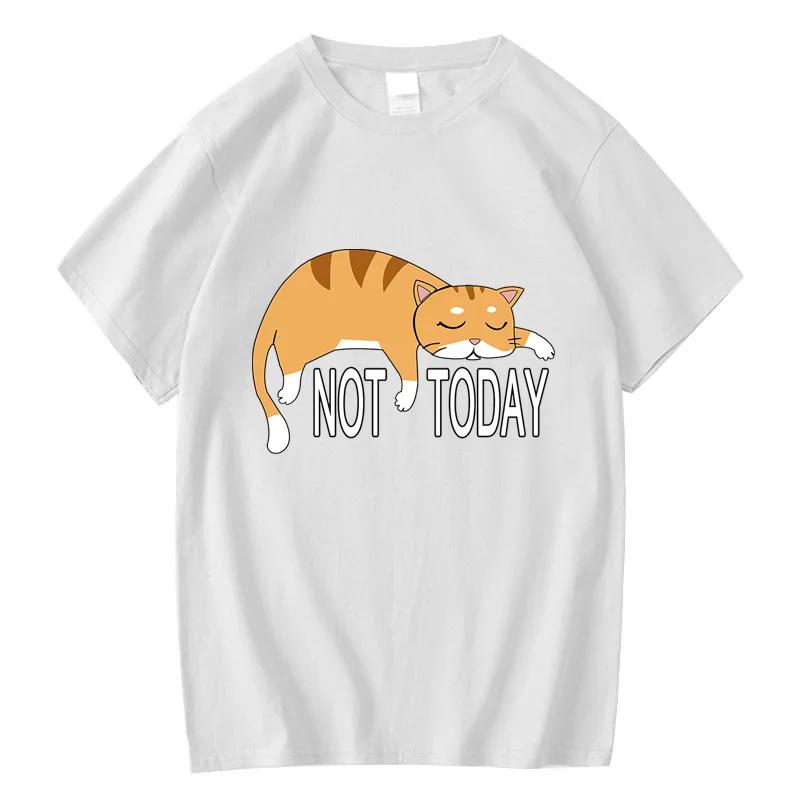 Летняя мужская футболка высокого качества 100% хлопок забавный ленивый кот принт повседневные крутые свободные футболки с круглым вырезом с графикой для мужчин топы