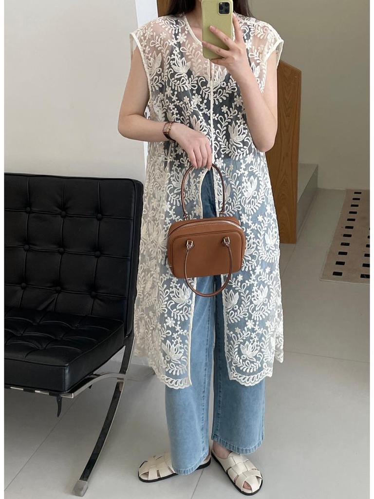 Платье-жилет Taochuan Retro Lace Jacquard с многослойным принтом на весну/лето