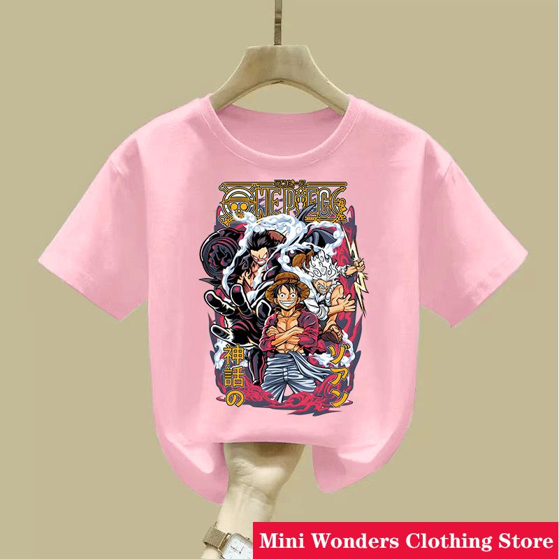 Cartoon Anime One Pieces Tshirt Kids Clothes Boys Absorb Sweat Breathable TShirt Children Girls Tees Summer Teen Clothes