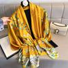 Luxury Brand Women Summer Silk Scarves Shawls Lady Wraps Soft Female Beach Yellow Stole Bandanna Foulard Muffler Scarf