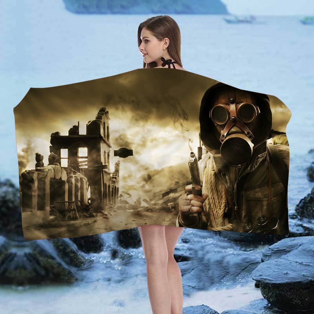 Horror Game S-Stalker Anime Beach Swimming Towel Soft Absorbent Washcloth Children's Gifts for Kids Travel Camping Gym