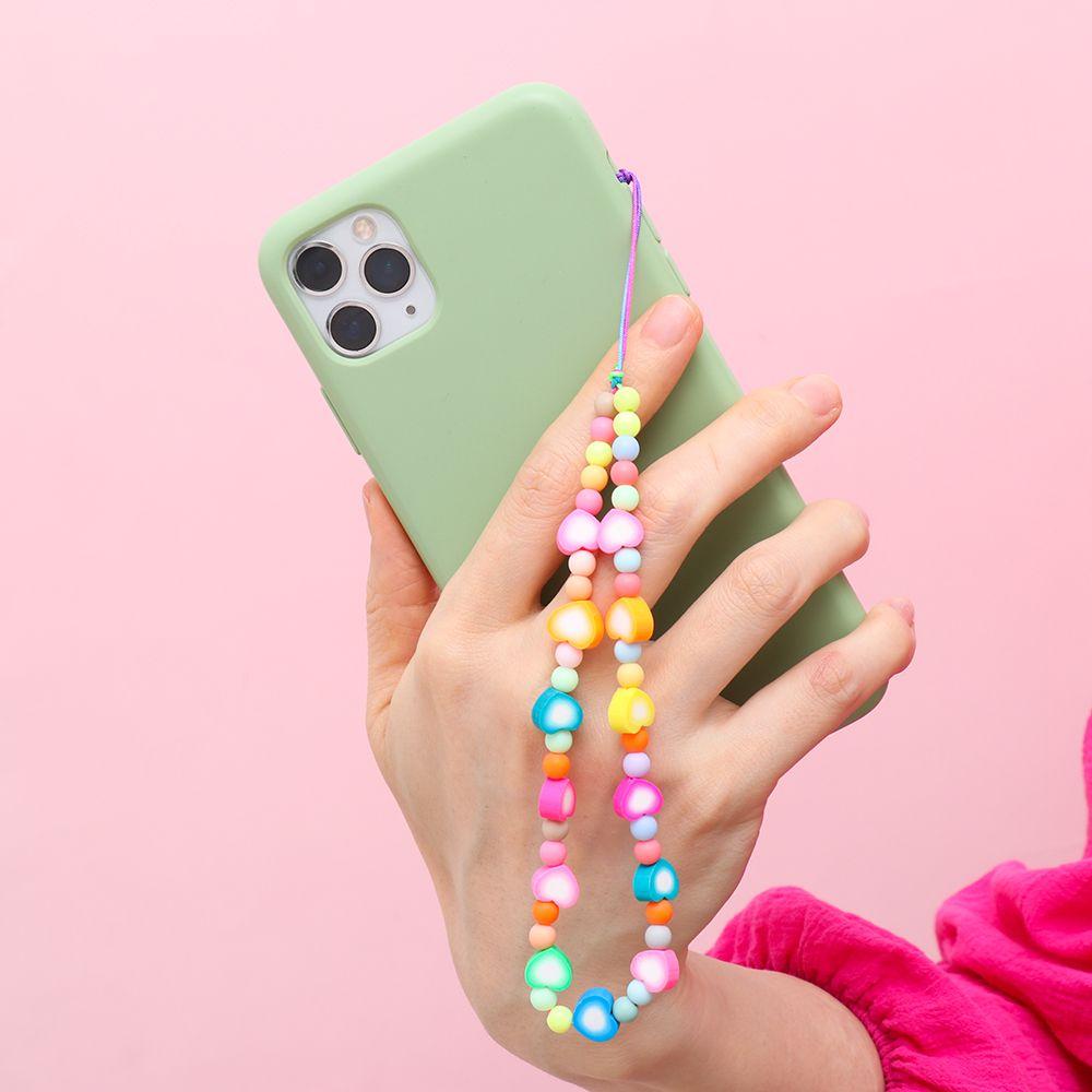 Colorful for Keys Pearl Rope Phone Case Hanging Cord Phone Lanyard Mobile Phone Chain Soft Clay
