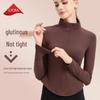 NUF Women's Autumn/Winter Nude-Feel Stand-Collar Half-Zip Yoga T-Shirt - Waist-Slimming Long-Sleeve Fitness Top