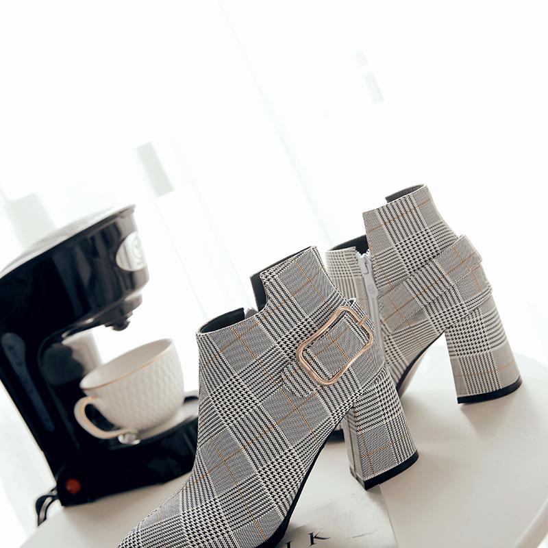 Women's High Heel Short Boots Autumn and Winter New Pointed Thick Heel Large Women's Shoes