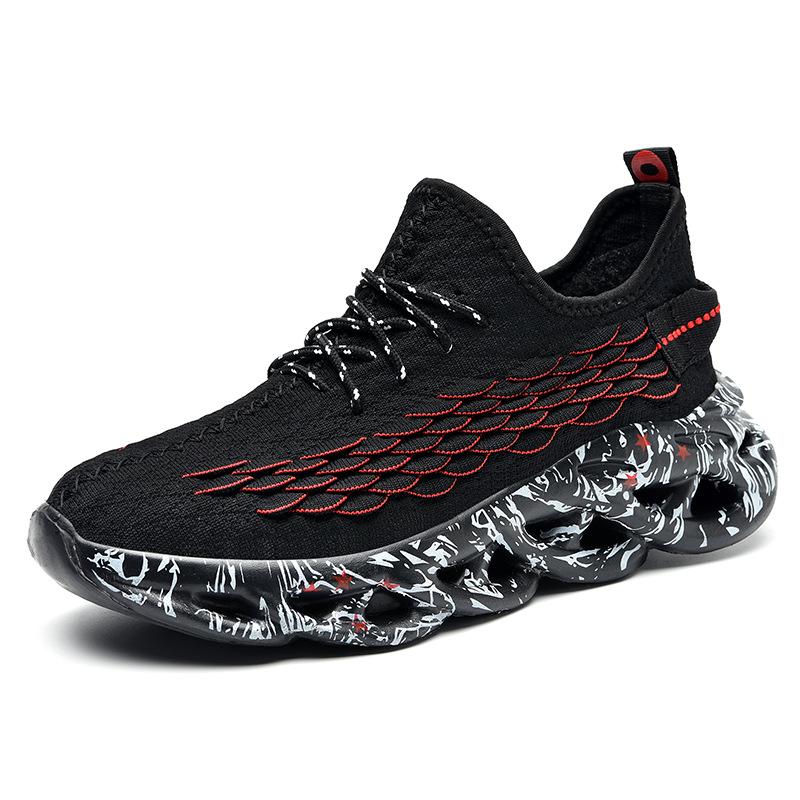 Обувь мужская большого размера Blade Outsole мужские кроссовки Flying Woven Fish Scale Mesh Running мужские кроссовки