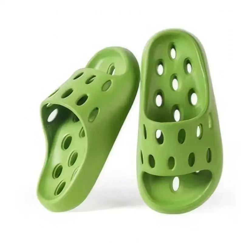 Летние дырявые тапочки для ванной комнаты, для купания, удобные, для мужчин и женщин, для пар, для дома, в помещении, нескользящие сандалии из ЭВА, тапочки, пляжные тапочки