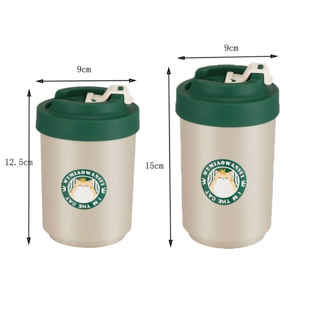 Double Layer Coffee Cup Cartoon Cat Pattan Coffee Tumbler Portable Vacuum Flasks Cup Travel