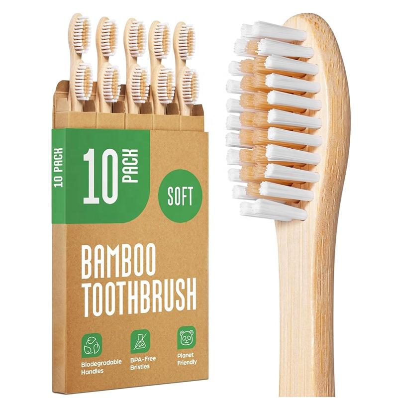 Eco-friendly Biodegradable Soft Bamboo Toothbrush Set for Adults Kids Family Pack Bulk Customization Bamboo Toothbrush