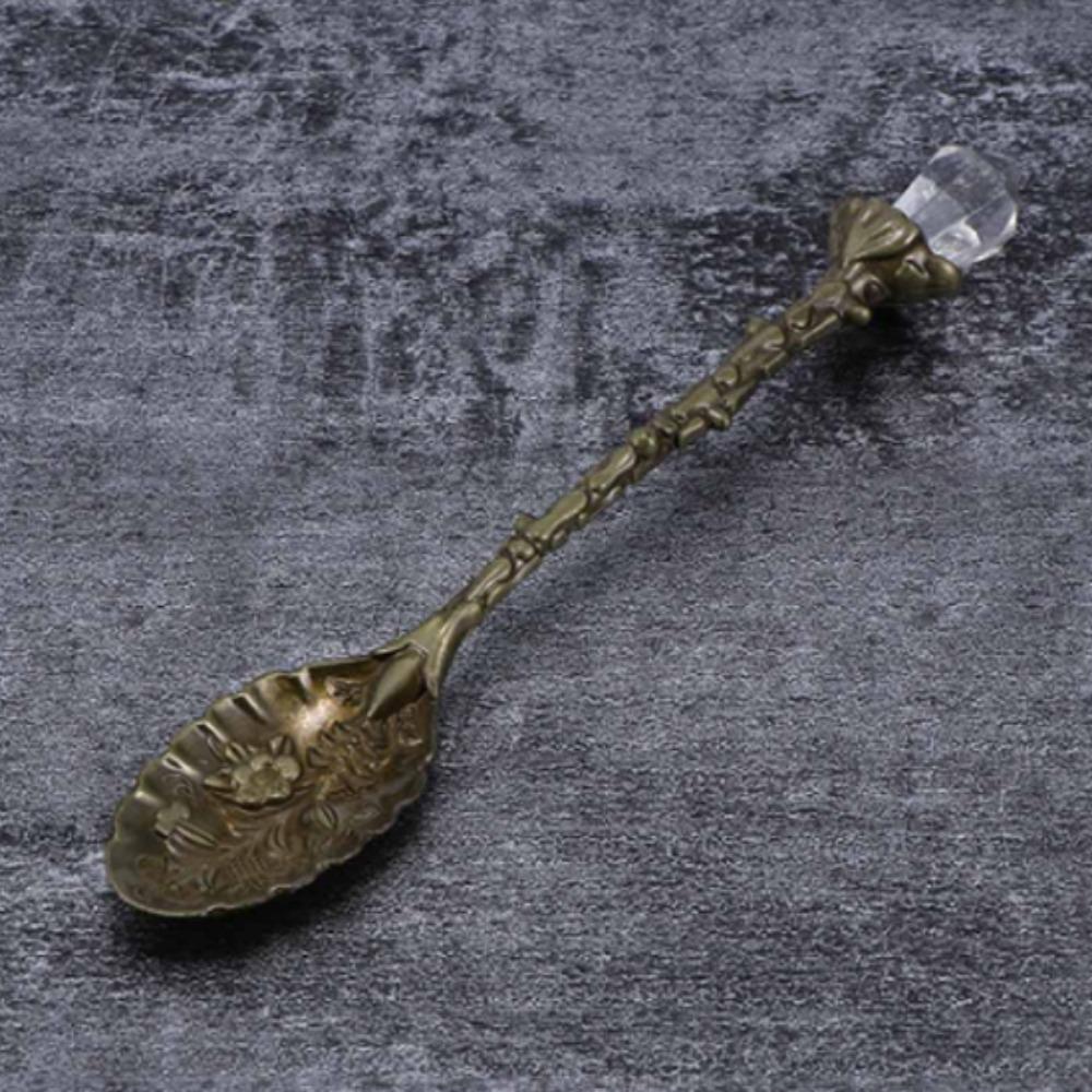 Кофейная ложка с хрустальной головкой, столовые приборы для мороженого, цинк, цинковый сплав, чай, кухонные аксессуары, столовая, бар, ложки