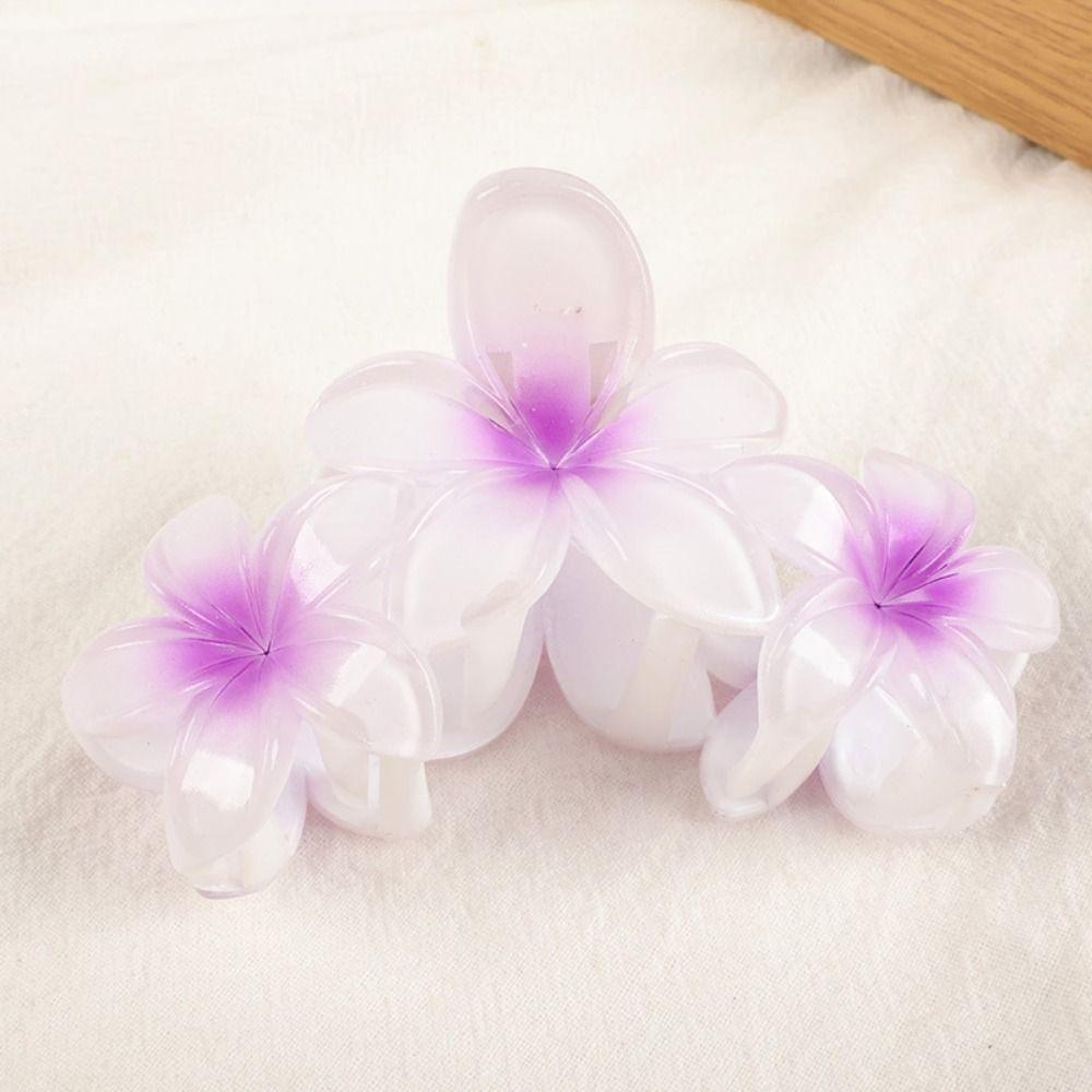 Gradient Design Hair Clip Claws Plumeria Shark Hair Claw Colorful Gradient Flower Clips Girls Gift