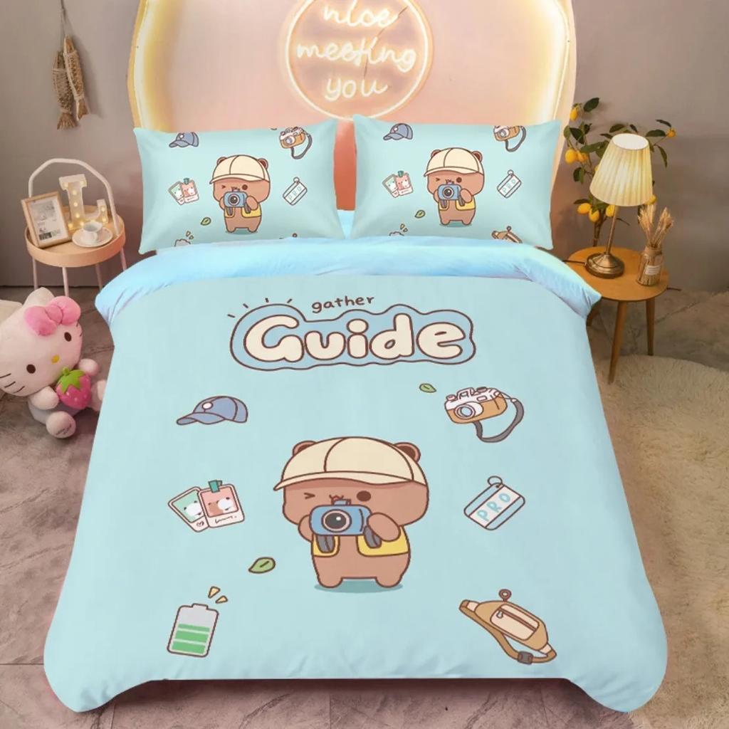 Прекрасный детский пододеяльник Kawai Bubu плюс Dudu Мягкий пододеяльник Теплый одеяло Кровать Односпальная Двуспальная Full King Queen Размеры Постельное белье Детский