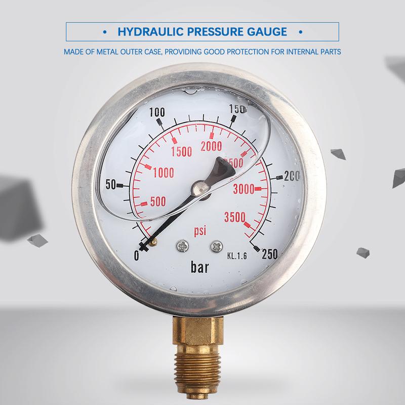 Hydraulic Pressure Gauge 0-250Bar 0- 3750PSI G1/4 63mm  Hydraulic Water Pressure Gauge Meter