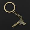 New Fashion Men 30mm Keychain DIY Metal Holder Chain Vintage Gun Browning Pistol 45x20mm Silver Color Pendant Gift
