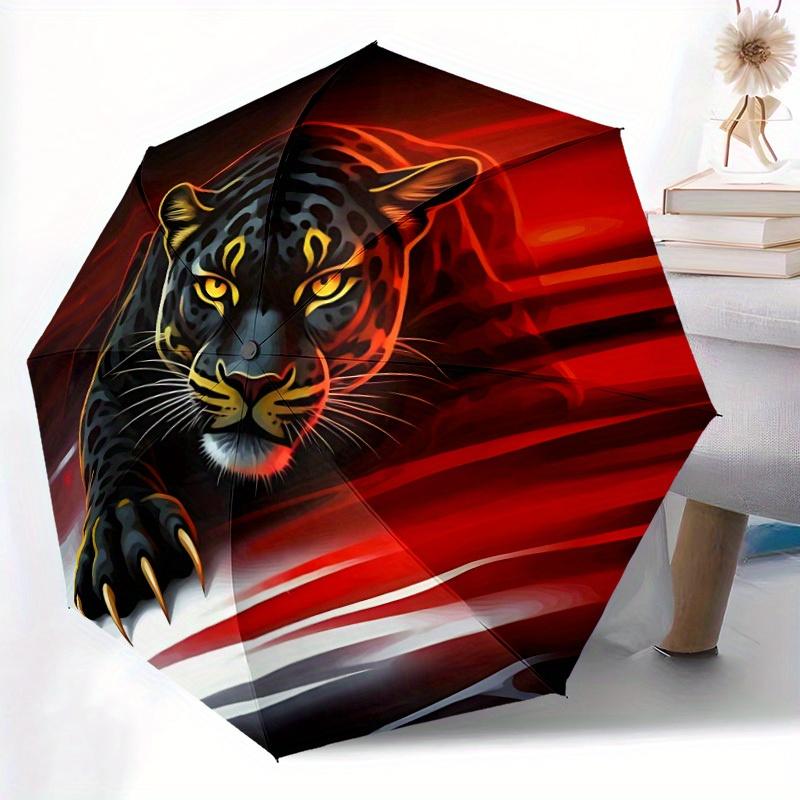 1pc Jaguar Print Umbrella - 8-Rib Automatic Open/Close, Fashionable Compact Umbrella for Outdoor Adventures yy250813134