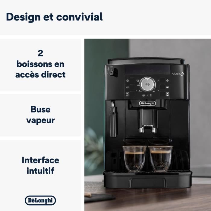 Machine à Café Automatique - DE'LONGHI - Magnifica S ECAM11.112.B - 1450W - Noir - Buse à Lait