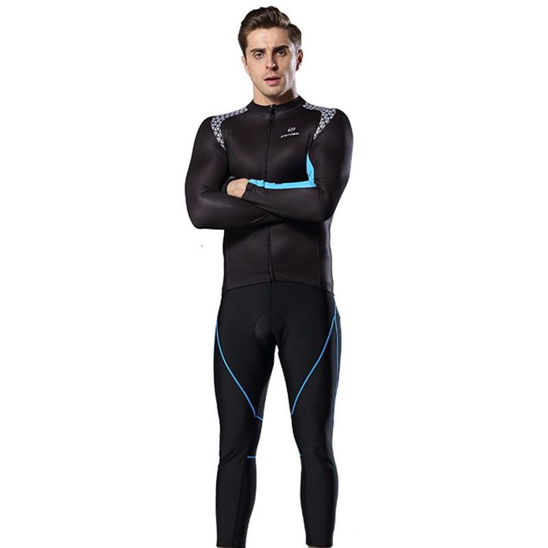 Mens Long Sleeve Cycling Jersey Set Mountain Bike Clothing With Silicone Pad