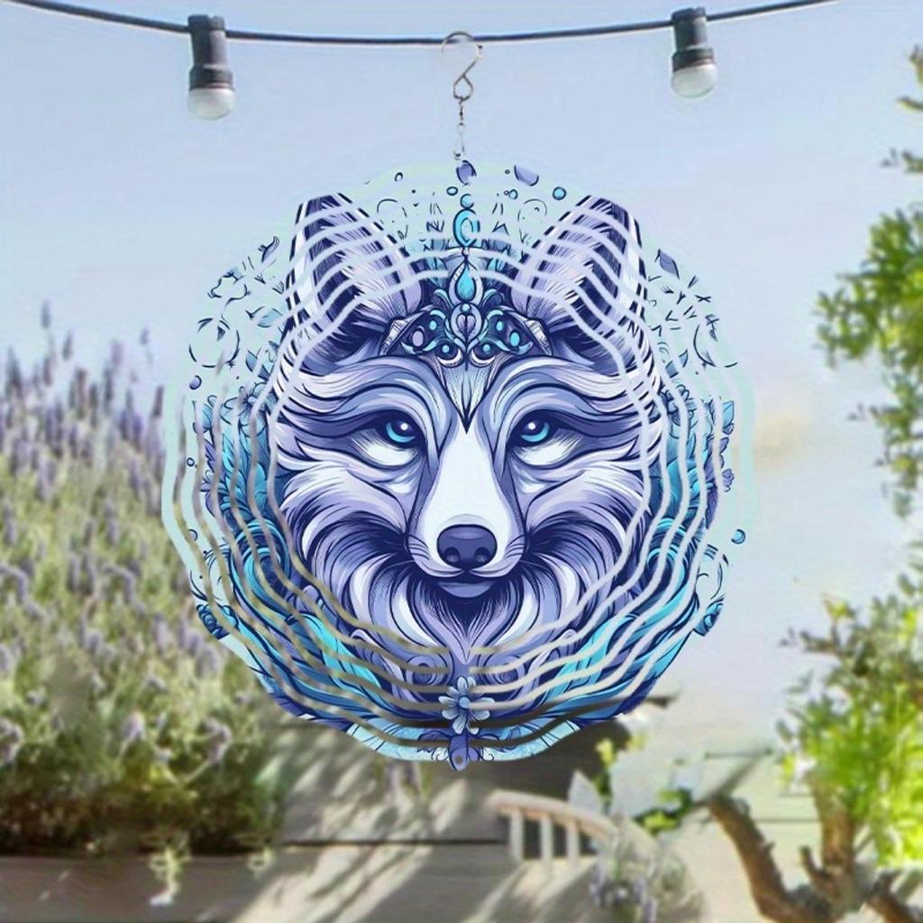 Металлический спиннер-вертушка Fox and Sage Сине-белый дизайн лисы Не требует питания Декор для помещения и улицы для всех сезонов и праздников