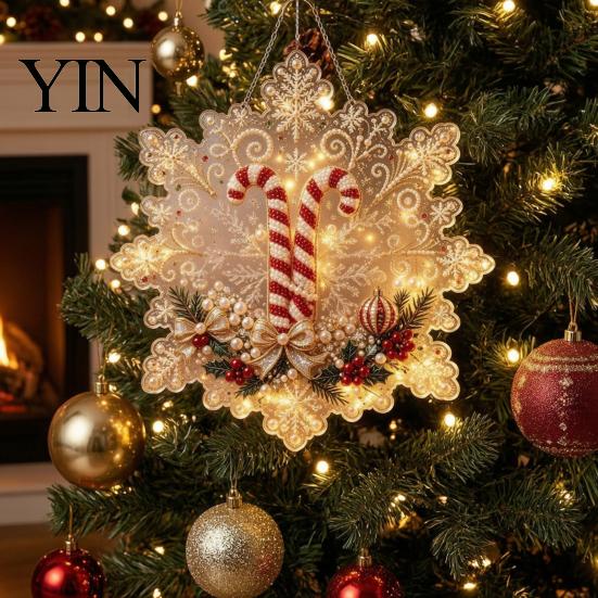 Christmas Craft Kits for Adults Faux Pearl Painting Suncatcher Art Kit, Acrylic Snowflake Shape Board Decorative Gemstone Ornament Sets with