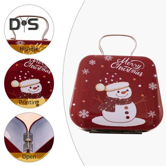 Рождественская коробка для конфет с ручкой, мини-железная сумка, снеговик, Санта, держатель для закусок, рождественские сувениры, праздничный контейнер для хранения сладостей