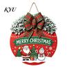 Gift for Christmas Wooden Welcome Sign Front Door, Round Hanging Ornament with Festive Home Decoration Artificial Pine Branches & Bow Decor