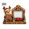 Wooden Picture Frame for Home Decor Christmas 2D Frame, Painted Snowman Santa Photo Xmas Vintage Desktop Tabletop Keepsake Ornament, Holiday