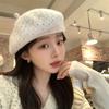 Solid Color Beret Hat Hollow Out Hollow Out Hat Stylish Double Layer Beret  Autumn Winter