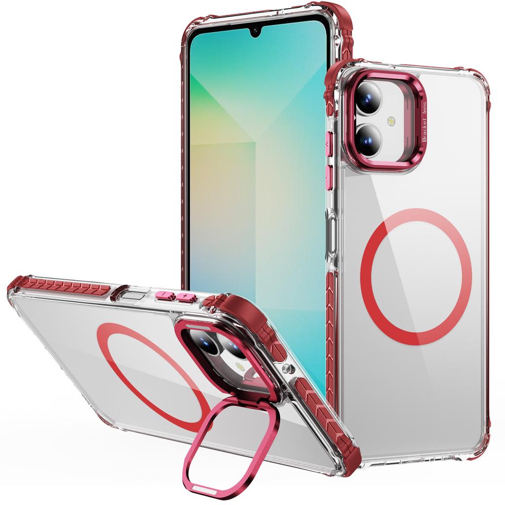 For Samsung Galaxy A05 4G Clear Phone Case with Lens Kickstand Cover Compatible with MagSafe