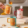 Little Bear Rabbit Cartoon Cute Ceramic Cup with Cover Spoon Household Set Small Gift Mug Couple Cup