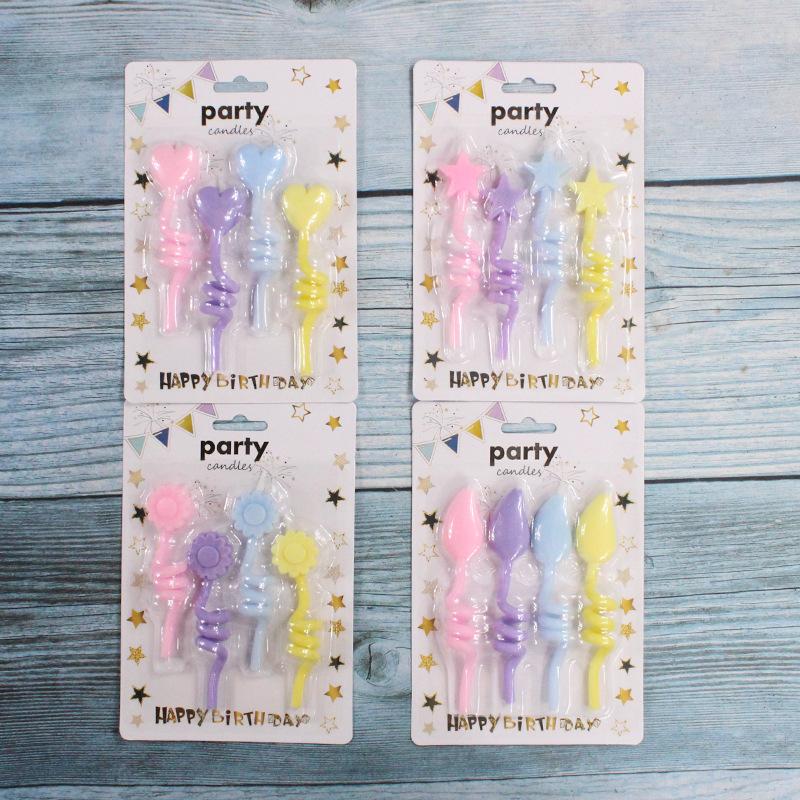 День рождения Красочные Согнутый палец Креативная форма любви Свеча Присоска Открытка Набор из 4 штук Крутящиеся свечи