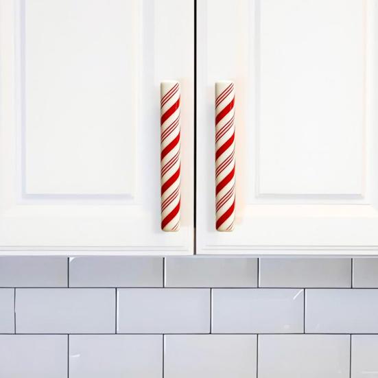 2/8/16 шт. Декоративные накладки для фурнитуры Рождественские мятные накладки на ручки шкафов Красные эластичные накладки на ручки