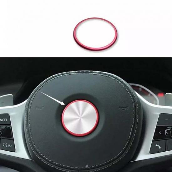 Horn Ring Cover Panel Fit For BMW X5 G05 Red Aluminum -21 Car Steering Wheel