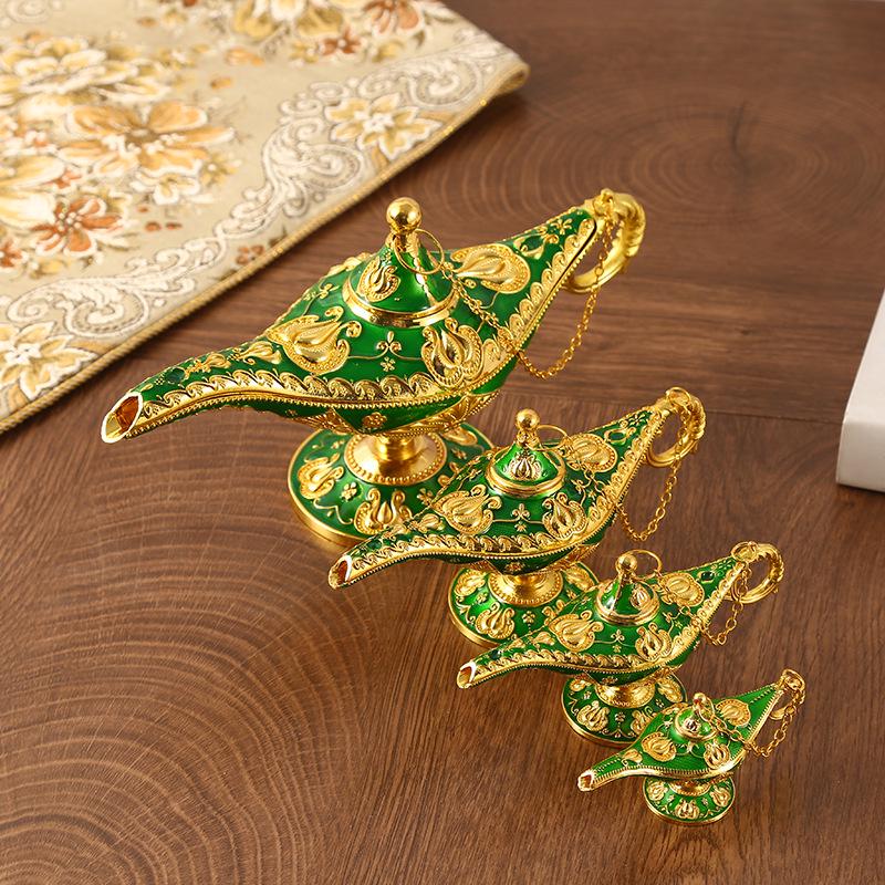 European Aladdin's Lamp Gold Retro Pattern Figurine: Classical Style Decorative Craft