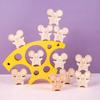 Children Wooden Stacking Toy With Mouse And Cheese Design For Fine Motor Skills